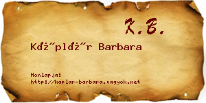 Káplár Barbara névjegykártya